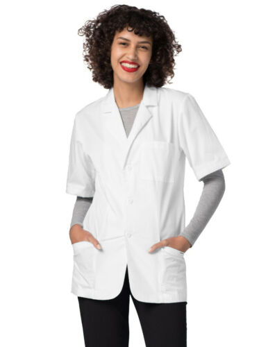 Adar Men Doctor Nurse Uniform Lapel Collar Short Sleeve Consultation Coat