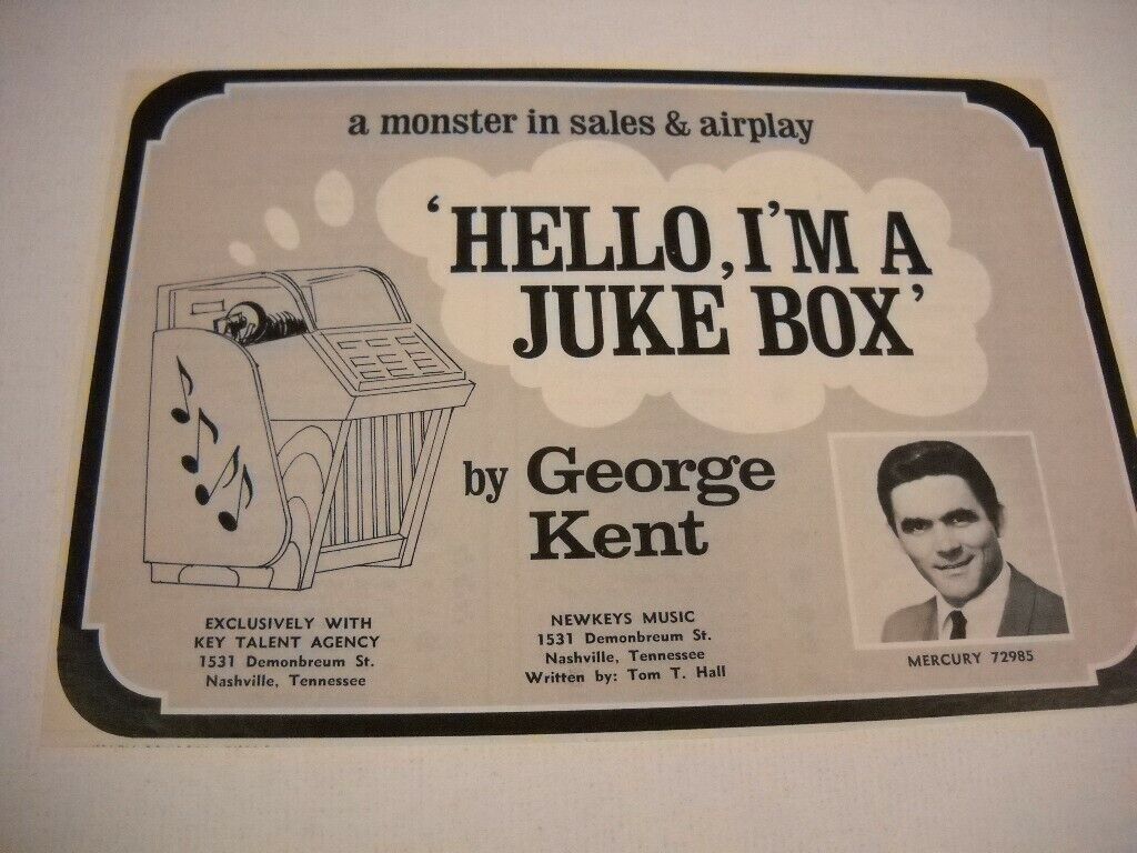 George Kent Hello I'm A Juke Box Original 1970 Promo Trade Advert