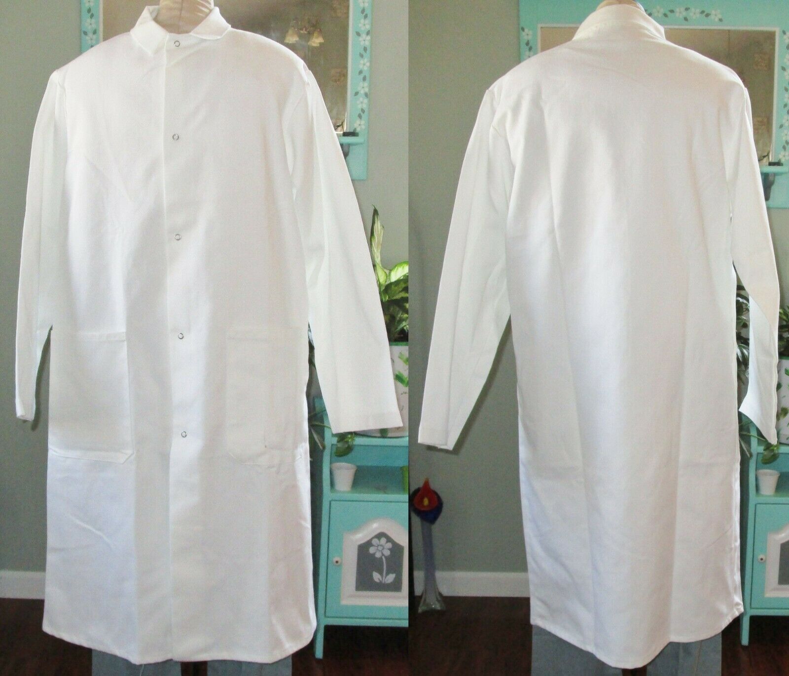 Best Medical L/s Lab Coat Snaps 2 Pockets 44" Length Side Vents Sz S & M White