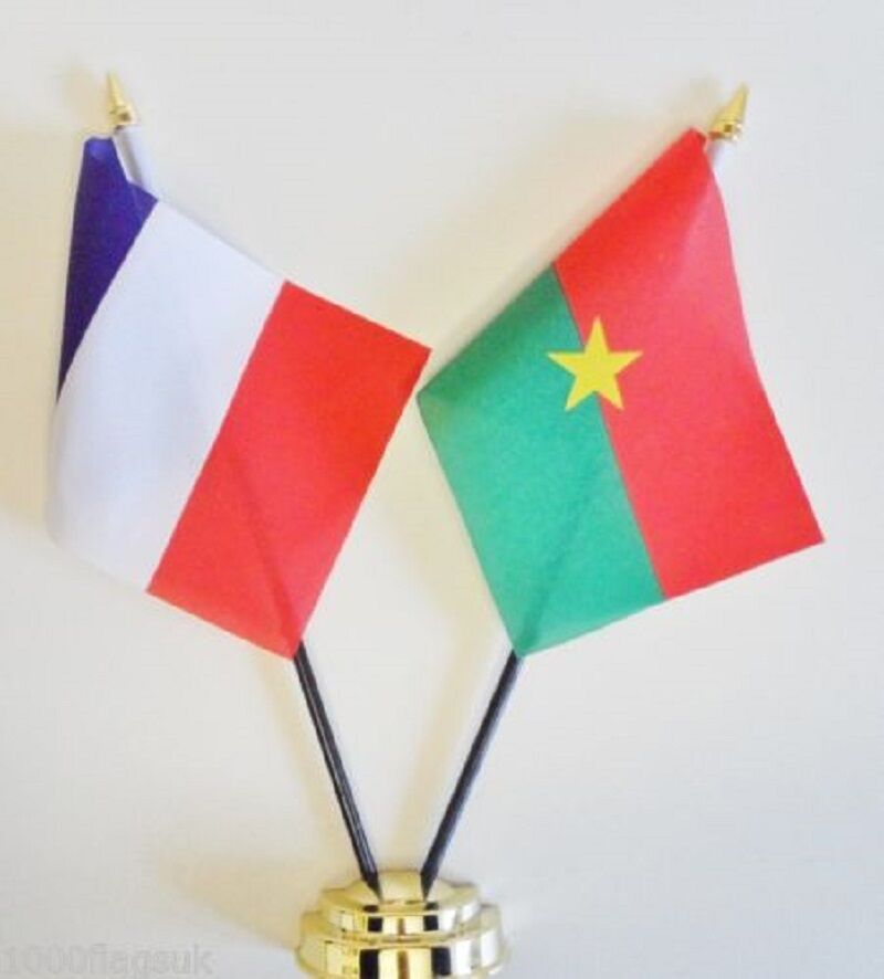 France & Burkina Faso Double Friendship Table Flag Set