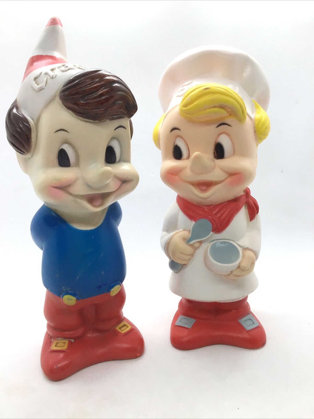 Lot Of 2 Vintage Rubber Squeak Toy Of Rice Krispies & Snap, Crackle 8" Kellogg’s