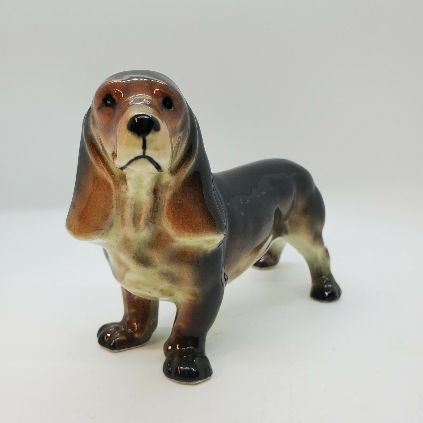 Vintage Basset Hound Dachshund Standing Dog Figurine Porcelain