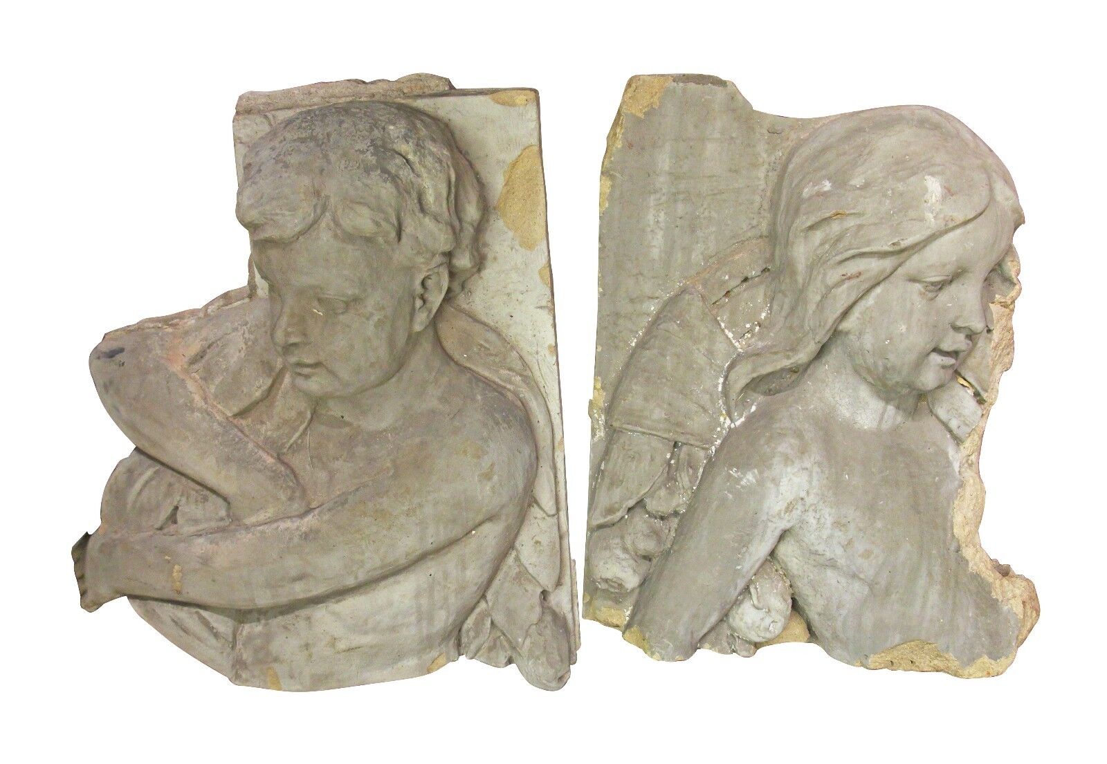 Historic Pair Of Boy And Girl Figures From A Terra Cotta Frieze