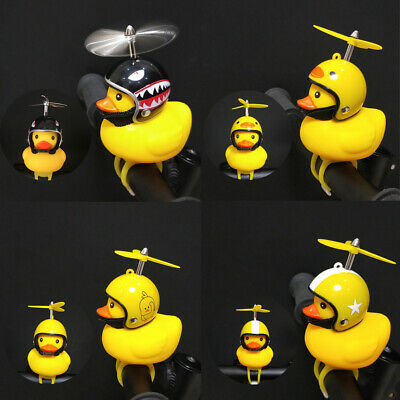 Cute Yellow Duck Helmet Propeller Kids Bicycle Handlebar Horn Bell Decoration