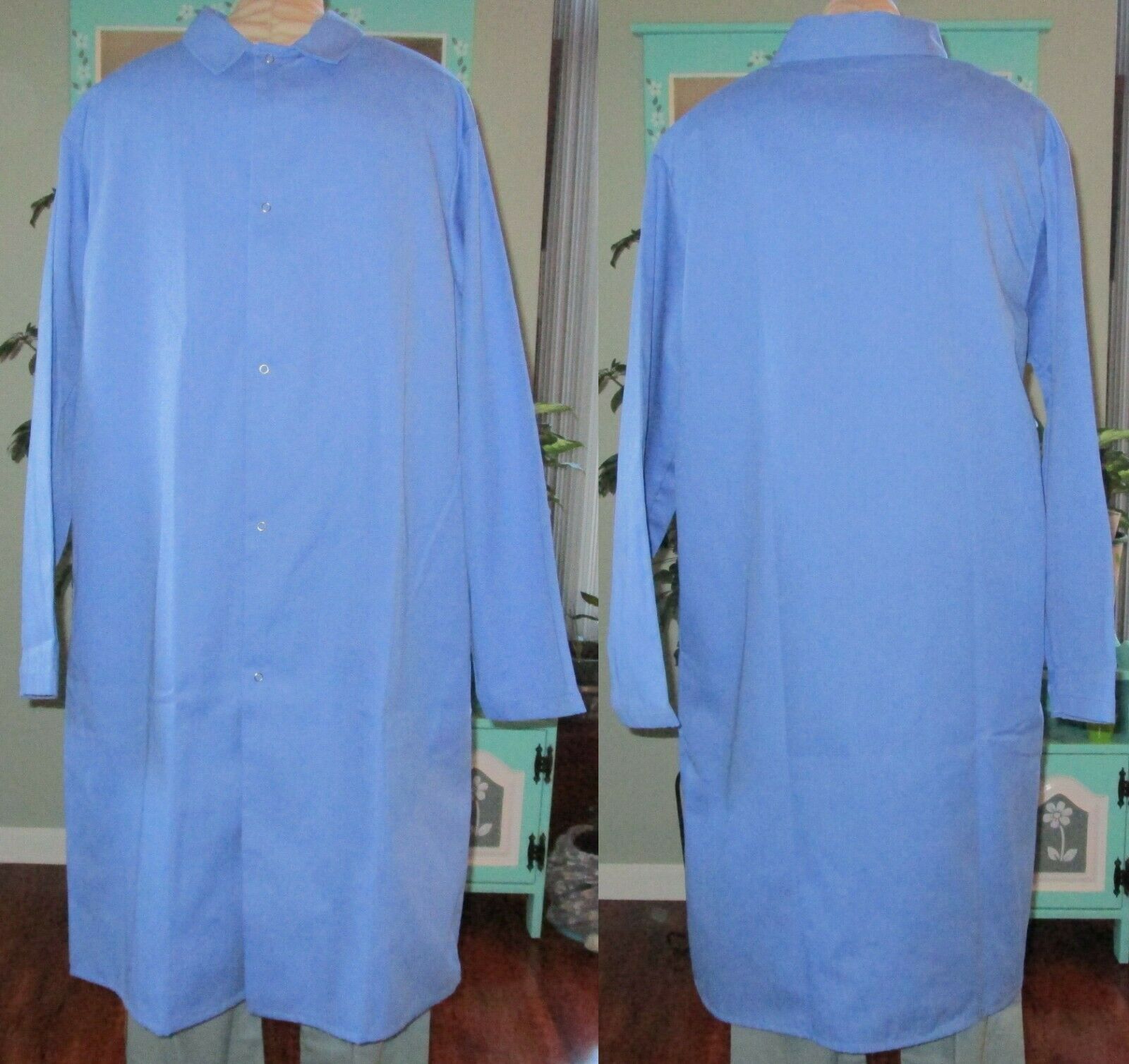 Best Medical L/s Lab Coat Gown Snaps & Side Vents 44" Length Sizes L To 5x Blue