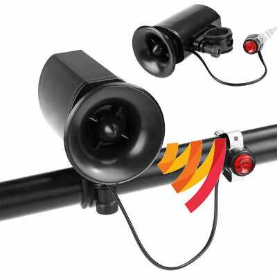 Bike Electric Horn 6 Sound Loud 120db Bicycle Bell Ring Siren Speaker W/ Clips