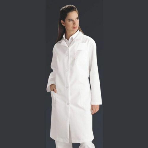 Women's Full Length White Lab Coat, Button Front W/pockets, Multiple Sizes