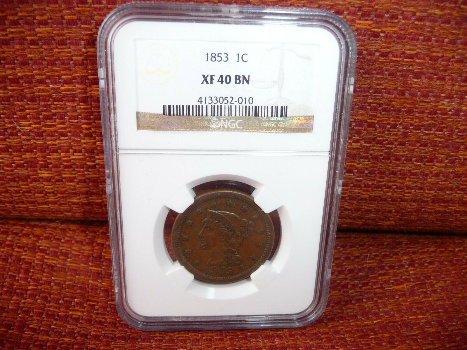 1853 Ngc Xf40 Bn  Braided Hair Large Cent 1c