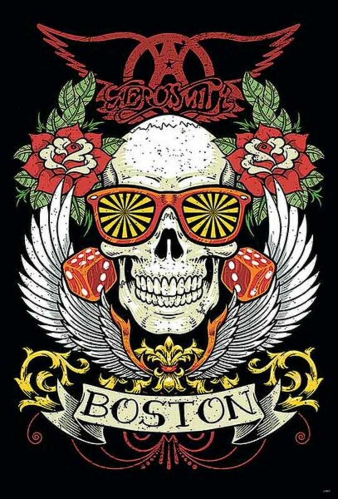 Aerosmith "boston-skull With Psychedelic Glasses, Dice, Wings" Poster From Asia