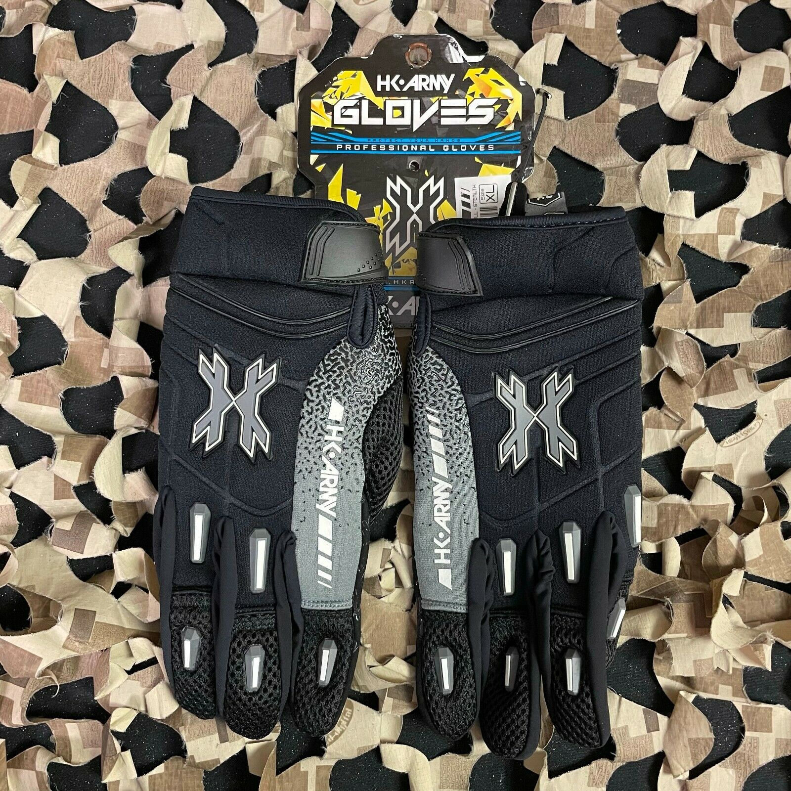 New Small Hk Army Full Finger Hardline Paintball Gloves - Charcoal